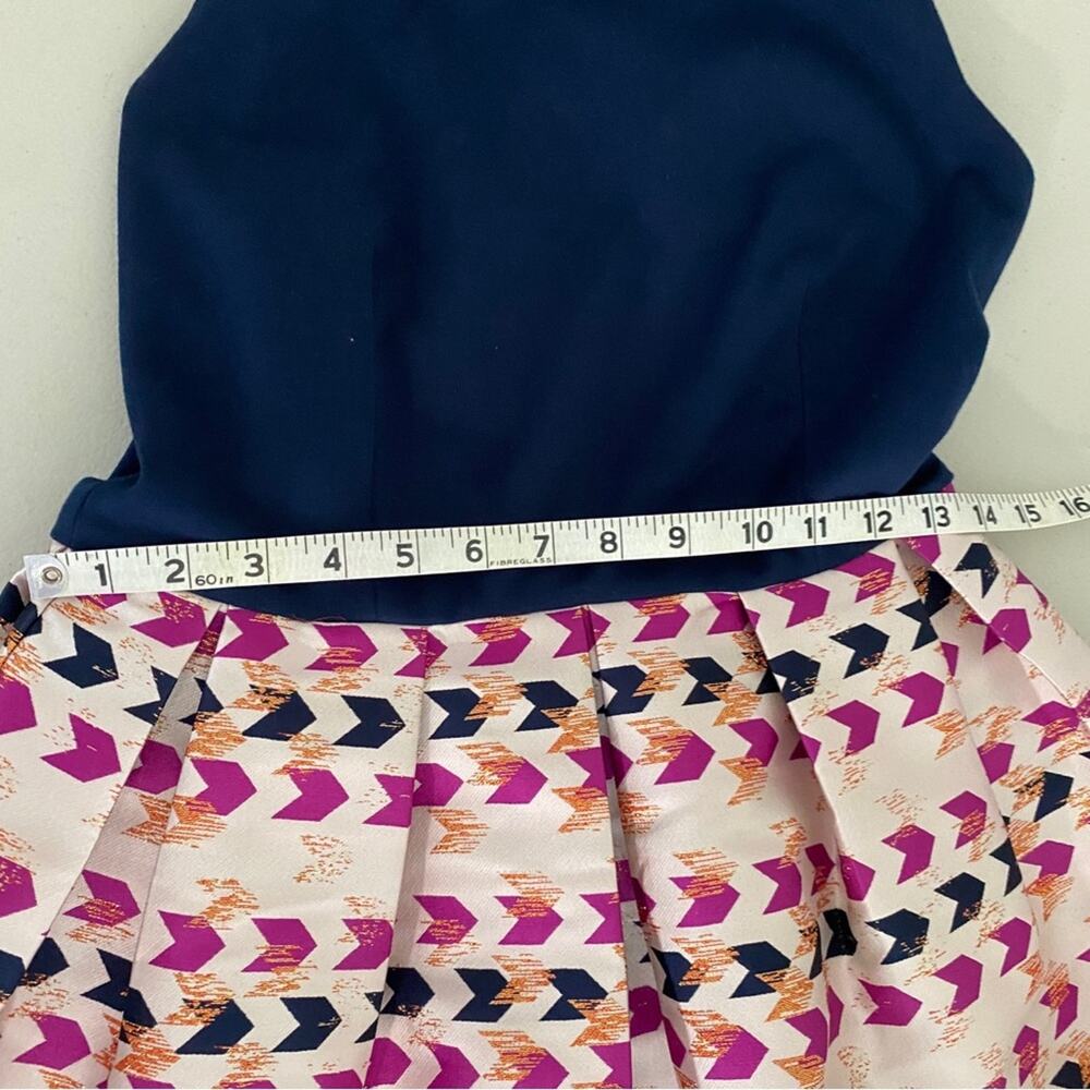 Anthropologie Hutch Blue Fit & Flare Metallic Arrowhead Short Mini Dress Size 8 - Picture 7 of 10